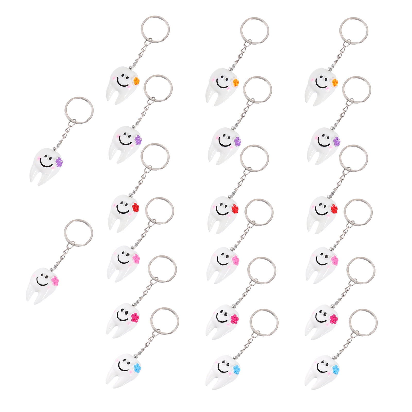 Masteelf 40 pcs Creative Keychain Pendants Tooth Shaped Bag Hanging Pendants Key Rings (Assorted Color)