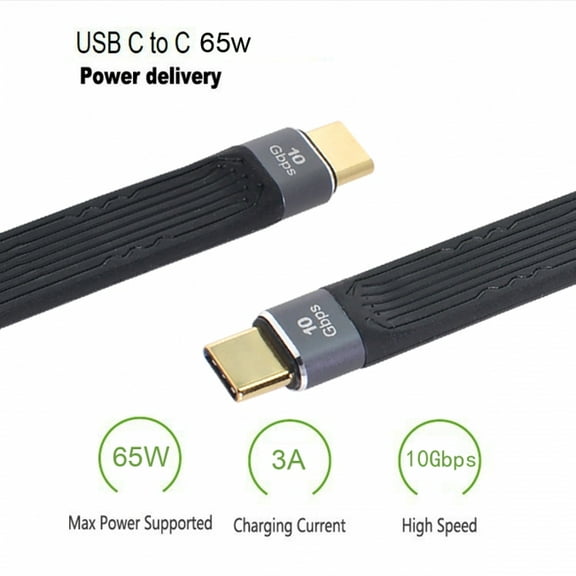 Xiwai Cable Type-C USB-C Male to Male USB 3.1 10Gbps Flat Slim FPC Data Cable for Laptop Phone 13cm