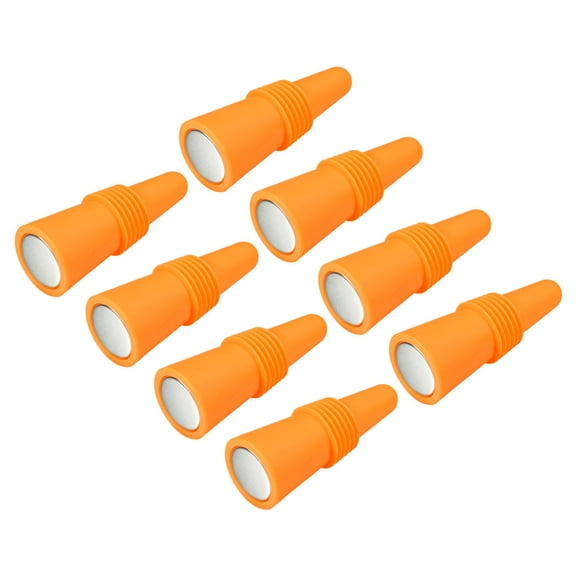 Uxcell Silicone Wine Bottle Stoppers Sealer Caps Cover for Drink Orange 8Pack