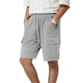 thumbnail image 2 of Dwellite Mens Casual Sweat Cargo Shorts Drawstring Elastic Waist Athletic Workout Gym Jogger Short with Pockets Light Gray L, 2 of 5