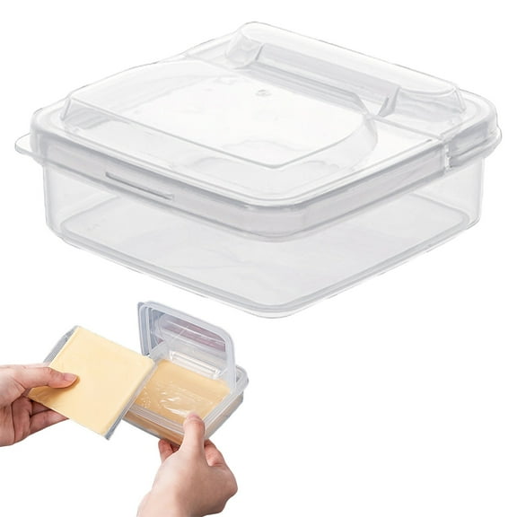 Sliced Cheese Container for Fridge,3.94x3.94x1.77 Inch, Clear Plastic Flip Lid Cheese Slice Storage Box, Refrigerator Organizer for Food Grated Cheese Holder Keeps Cheese Fresh Longer(Clear)