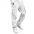 thumbnail image 5 of Spazoro Boys Cargo Pants with Multi-Pockets, Solid Color Breathable Elastic Waist Straight Leg Casual Trousers for Daily Streetwear White Size 5-6, 5 of 6