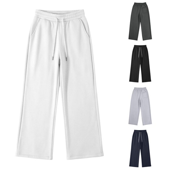 WhouRiu Boys Casual Jogger Pants Solid Color Drawstring Waist Baggy Wide Leg Sweatpants Kids Comfortable Cute Trousers With Pockets,4-5 Years