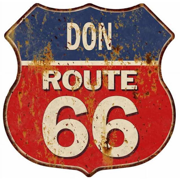 DON Route 66 Sign Shield Metal Gift Man Cave Red 211110005010