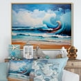 thumbnail image 2 of Designart "Vibrant Waves at the Beach III" Extra Large Coastal Framed Wall Art - Coastal Orange Coastal Waves Entryway Framed Wall Art Print, 2 of 7