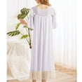 thumbnail image 2 of Defitshape Women's Cotton Victorian Nightgown Frilly Hem Soft Lace Cute Short Sleeve Pajama Dress Summer Long Calf Length Sleep Shirt Lightweight Vintage Comfy Sleepwear Light Purple Small, 2 of 4