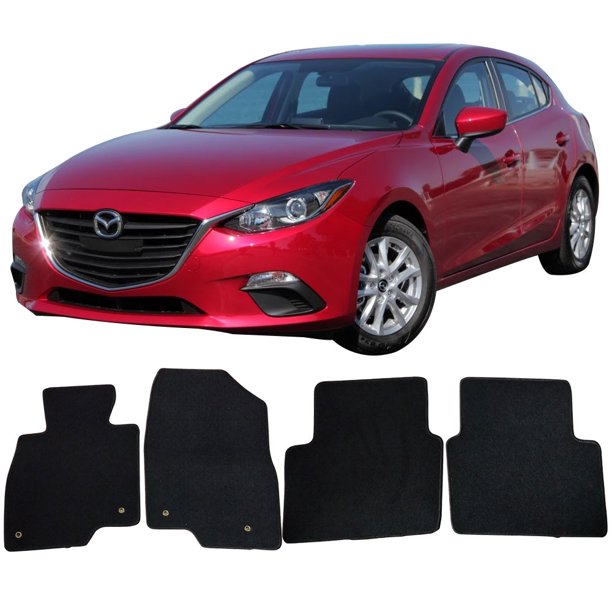 Compatible with 1418 Mazda 3 OE Factory Style Black Nylon Carpet Car