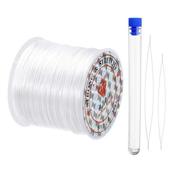 Uxcell 151Ft 0.7mm Stretchy Bracelet String Set, Craft Cord with Needle, White