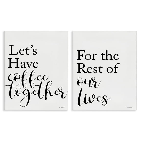 Stupell Industries Romantic Coffee Together Food & Beverage Painting Wrapped Canvas Art Print Wall Art, 16 x 20, Set of 2