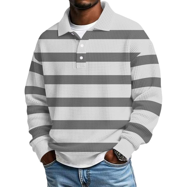 Hombres de Manga Larga Vintage Impreso Botón Abajo Cuello Turndown Color Sólido Casual Camisa Suave para el Verano