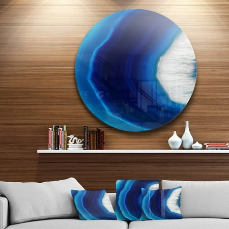 Abstract Design Wall Art DESIGN ART Designart 'Blue Agate Crystal' Abstract Digital Art Circle Metal Wall Art ()