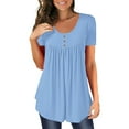 thumbnail image 2 of Women's Tunic Tops for Leggings Short Sleeve Shirts Up Casual Ruched Blouses Clothes, 2 of 4