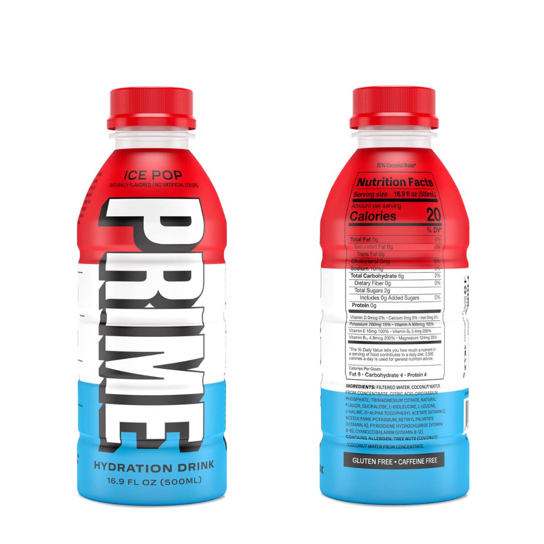 Prime Hydration Sports Drink Variety Pack - Energy Drink, Electrolyte Beverage - Lemon Lime, Tropical Punch, Meta Moon, Strawberry Watermelon, Lemonade and Blue Raspberry - 16.9 Fl Oz (6 Pack) - image 4 of 4