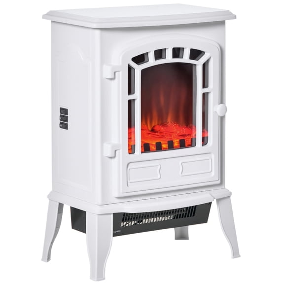 Alvantor Electric Fireplace Freestanding Stove Heater with Realistic Flame 15.25"x9.5"x22.25" White