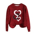 thumbnail image 6 of EchfiProm Plus Size Sweaters for Women Holiday Pullover Valentine Crewneck Heart Print Oversized Work Red Womens Outfits, 6 of 6