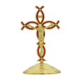 thumbnail image 4 of Figura de cruz de pie, crucifijo de Jesús, estatua para repisas de sala de estar, interior Oro Rojo, 4 of 9