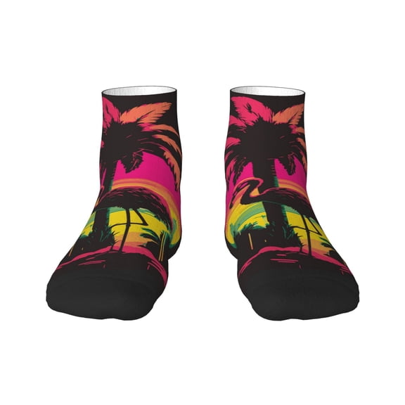 Naloa Flamingo And Palm Trees At Sunset Ankle Socks for Women Non Slip Socks No Show Socks Classic Low Cut Casual Socks Casual Socks