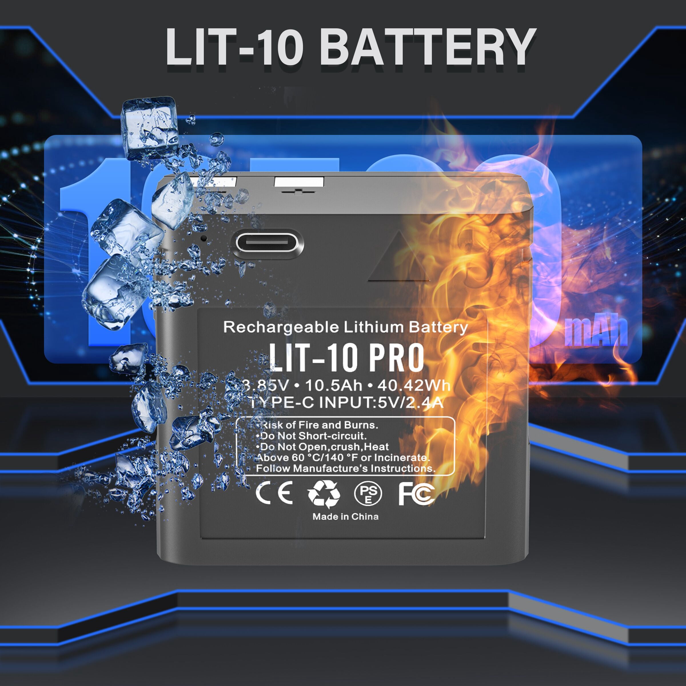 2 Pack 10500mAh Rechargeable Lithium Battery for Cellular Trail Camera, Compatible with SPY-POINT LM2,Link-Micro/Cell-Link Series, Including Charging Cable
