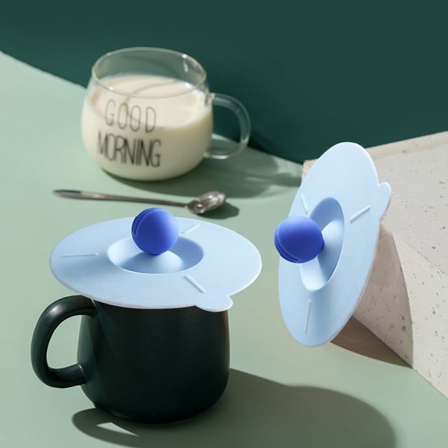 Linda tapa de taza a prueba de polvo cubierta de taza de silicona sello hermético libre de BPA para tazas de vidrio