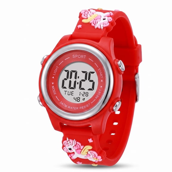 Unicorn Digital Kids Watch With 7-Color Light & 30M Waterproof - Multi-Function Party Favors For Kids, Gifts For Girls & Boys