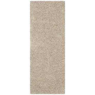 SAFAVIEH Athens Solid Plush Shag Runner Rug, Beige, 2'3" x 8'