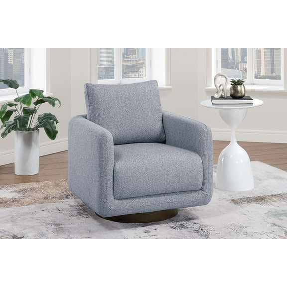 Living Room Chairs Modern Gray Boucle Fabric 1pc Swivel Accent Chair Upholstered Living Room Cushion Chair Wooden Base,Accent Chairs