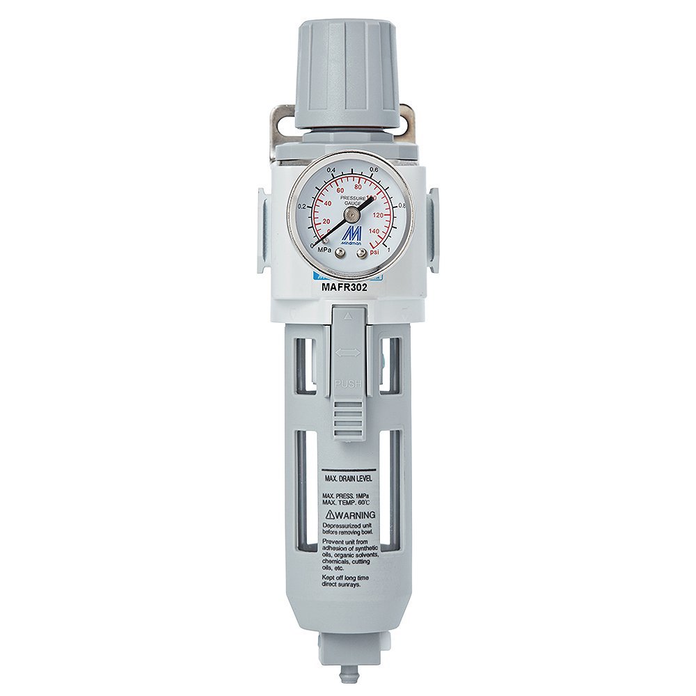 M Mindman Compressed Air Filter Regulator Combo, 3/8" NPT, Poly Bowl, 5