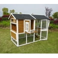 Zoovilla Farmstead Large Brown Chicken Coop with Hen Poultry Run, Walk