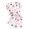 thumbnail image 4 of Girls 2 Piece Outfit Cherry Bow Print Summer Short Sleeve Top and Shorts Set Multicolor Girls Clothing Sizes 3-15 Years,Size 14-15T, 4 of 8