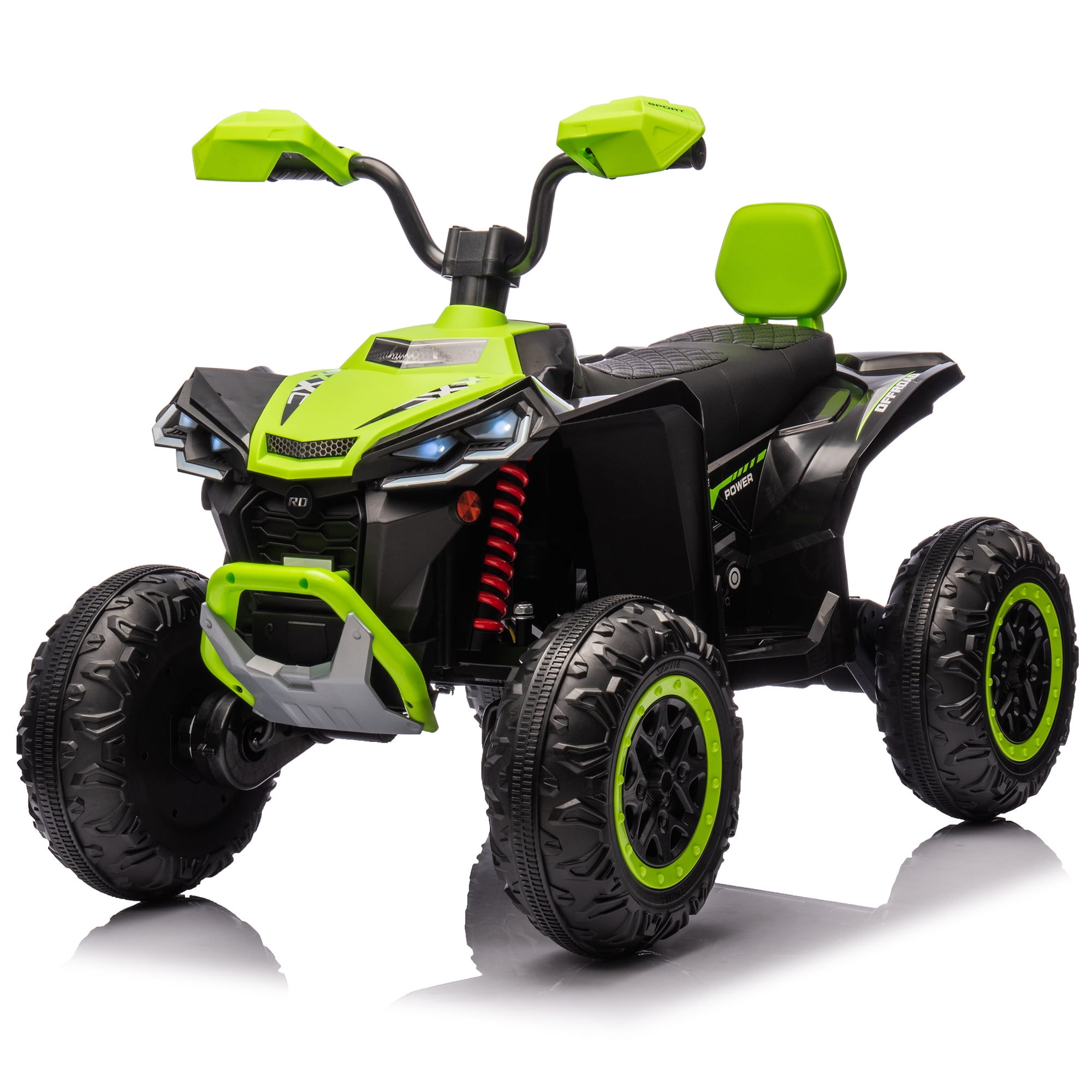 24V 2 Seater 4WD Ride on Toys ATV for Kids 4*200W 4-Wheeler Quad w/ MP3 LED Lights Music, Green
