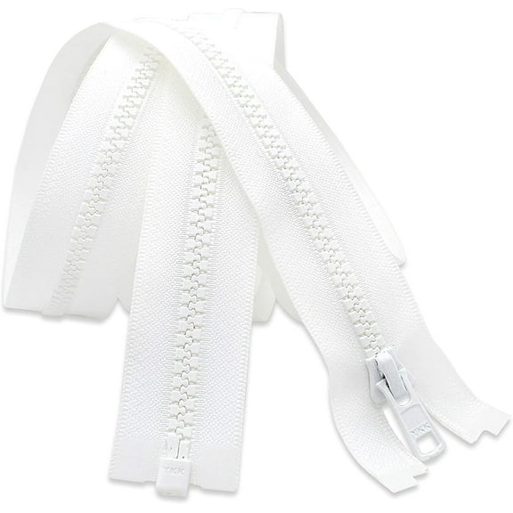 YKK 108" Zipper ~ Long Arm Quilting Machine Zipper ~ YKK #5 Molded Plastic ~ Separating - White (1 Zipper)