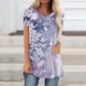 thumbnail image 2 of Camiseta de Cuello Redondo de Manga Corta de Raglan Impresa Casual para Mujeres con Espalda Corta Delantera Larga, 2 of 5