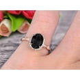 thumbnail image 2 of Oval Cut 2 Carat Black Diamond Moissanite Engagement Ring Solid 10k Rose Gold Halo Anniversary Ring, 2 of 5
