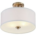 thumbnail image 5 of Possini Euro Design Halsted Modern Ceiling Light Semi Flush Mount Fixture 15" Wide Warm Brass 2-Light Oatmeal Linen Drum for Bedroom Living Room House, 5 of 6