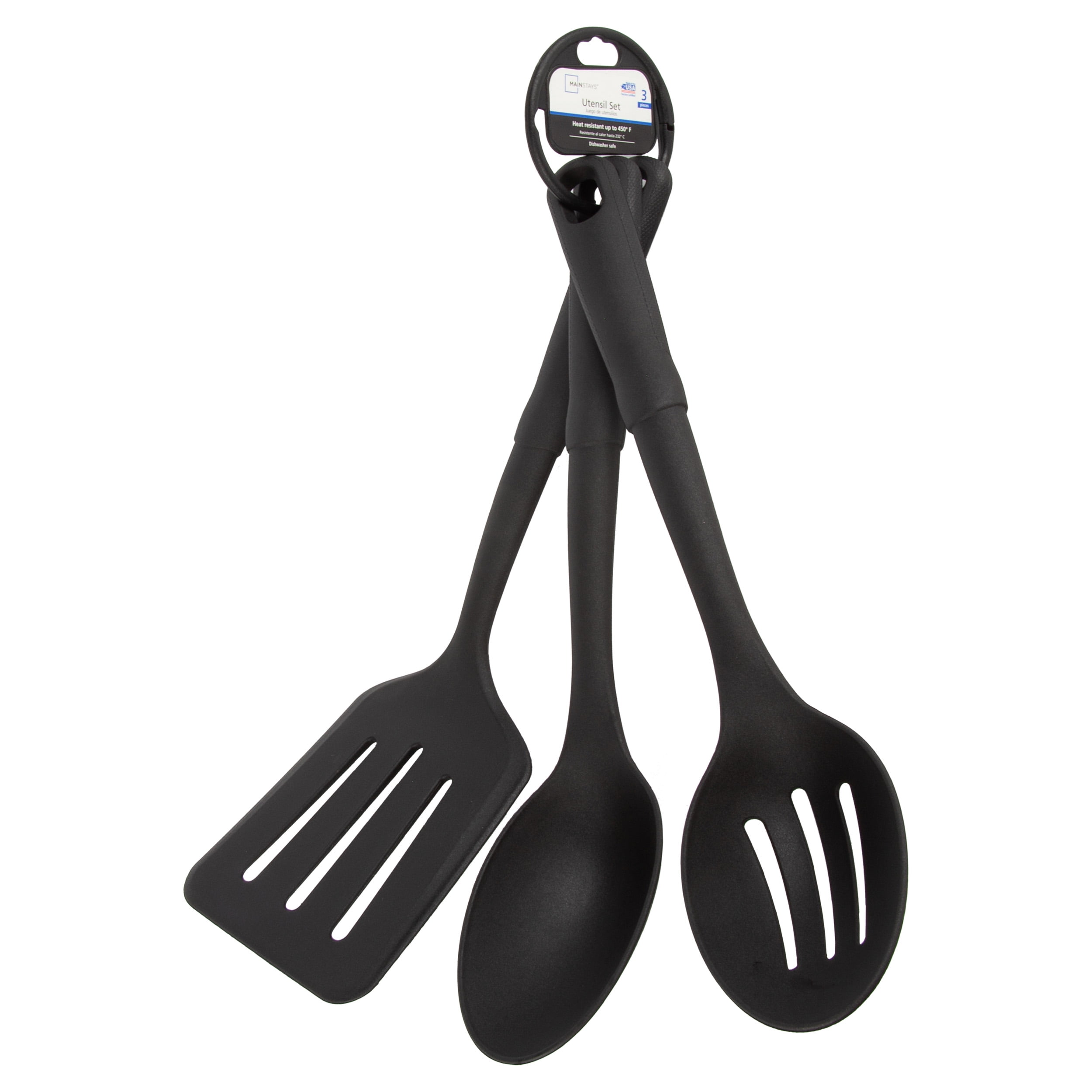 Akurn 3-piece Kitchen Utensil Set, Plastic Cooking Set Includes  Cooking/Serving Spoon, Slotted Turner/Flipper and Serving Fork, 10-inch  Cooking