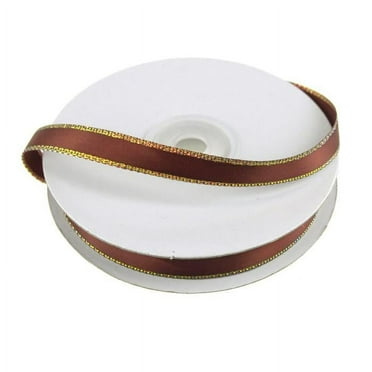 Satin Ribbon with Iridescent Edge, 3/8-inch, 25-yard, Brown