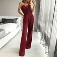 thumbnail image 2 of Lenpel Women's Sleeveless Jumpsuits Dressy Casual V Neck off Shoulder Wide Leg Rompers Elegant Jumpsuits, 2 of 6
