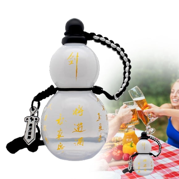 Hulu Water Bottle 800ml Transparent Curved Flat Water Bottle In Gourd Style (with Strap Waist Rope Cup Brush Pendant DIY Sticker) Leak Proof Sports Water Bottle