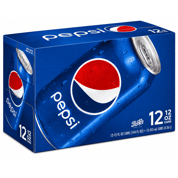 Pepsi Cola Soft Drink, Original Cola Carbonated Beverage, Refreshing Pepsi Soda, 12 fl oz Cans, 12 Pack