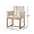 thumbnail image 2 of Outdoor Patio Dining Chair Set of 2 with Rope Design Back & Arms, Outdoor A-cacia Wood Dining Chairs with Washable Cushion for Backyard, Poolside, Garden, Light Brown, 2 of 9