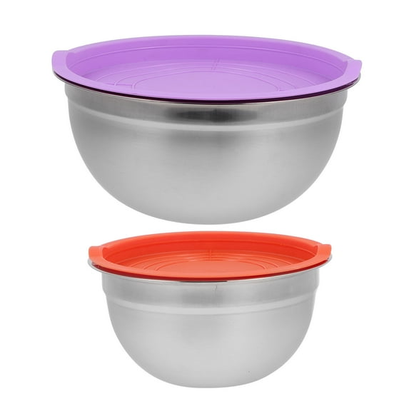 2Pcs Stainless Steel Salad Bowls Egg Mixing Bowls with Lids (Assorted Color)