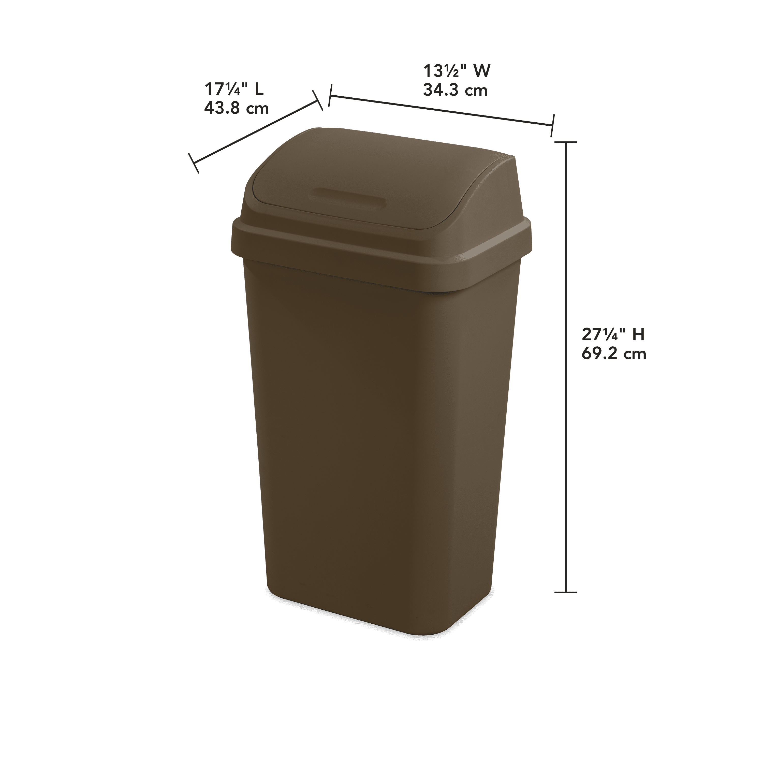  Superio Kitchen Trash Can 13 Gallon with Swing Lid, Plastic  Tall Garbage Can Outdoor and Indoor, Large 52 Qt Recycle Bin and Waste  Basket for Home, Office, Garage, Patio, Restaurant (Beige) 