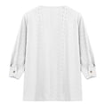 thumbnail image 5 of Womens Split Neck 3/4 Sleeve Blouses Solid Summer Casual Fashion Tee White M, 5 of 5