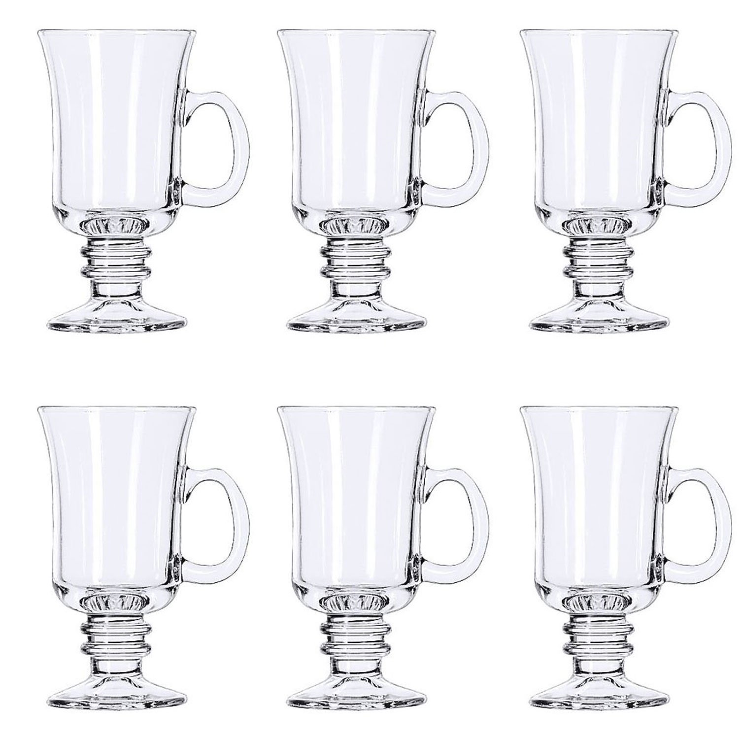 Traditional Irish Coffee Glass Coffee Mugs Pedestal Design 8 oz. Set of