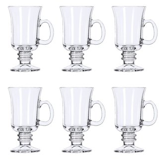 ZENFUN Set of 6 Irish Coffee Mugs, 8 Oz Glass Footed Espresso Cups with  Handles, Clear Goblet Mugs G…See more ZENFUN Set of 6 Irish Coffee Mugs, 8  Oz