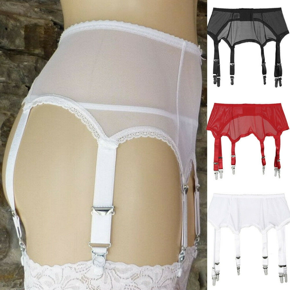 Meihuida Women Vintage High Waist Garter Belt Mesh Suspender Belt 6