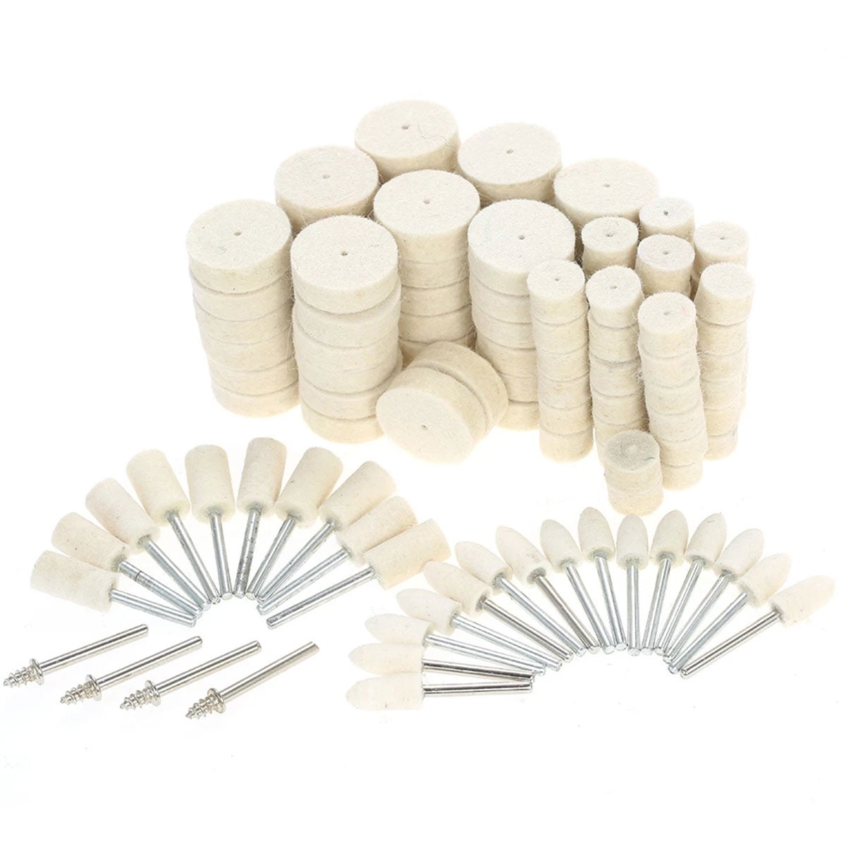 129pc White Felt Polishing Buffing Pads Wheel Wool Plastic Rotary Tool Kit UK 