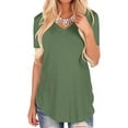 thumbnail image 4 of Cindysus Ladies Tops Short Sleeve Tee V Neck T Shirt Summer Pullover Basic T-shirt Army Green XXL, 4 of 7