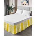 thumbnail image 4 of Yellow Daisy Wrap Around Bed Skirts for King Bed 18" Drop, Bed Skirt with Adjustable Elastic Belt Dust Ruffle Bed Valance for Bedroom Hotel Luxury Farmhouse Floral Yellow Striped Bed Frame Cover, 4 of 7