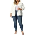 thumbnail image 2 of Agnes Orinda Plus Size Denim Jacket for Women Long Sleeve Button Down Washed Front Trucker Jean Jacket 3X White, 2 of 6